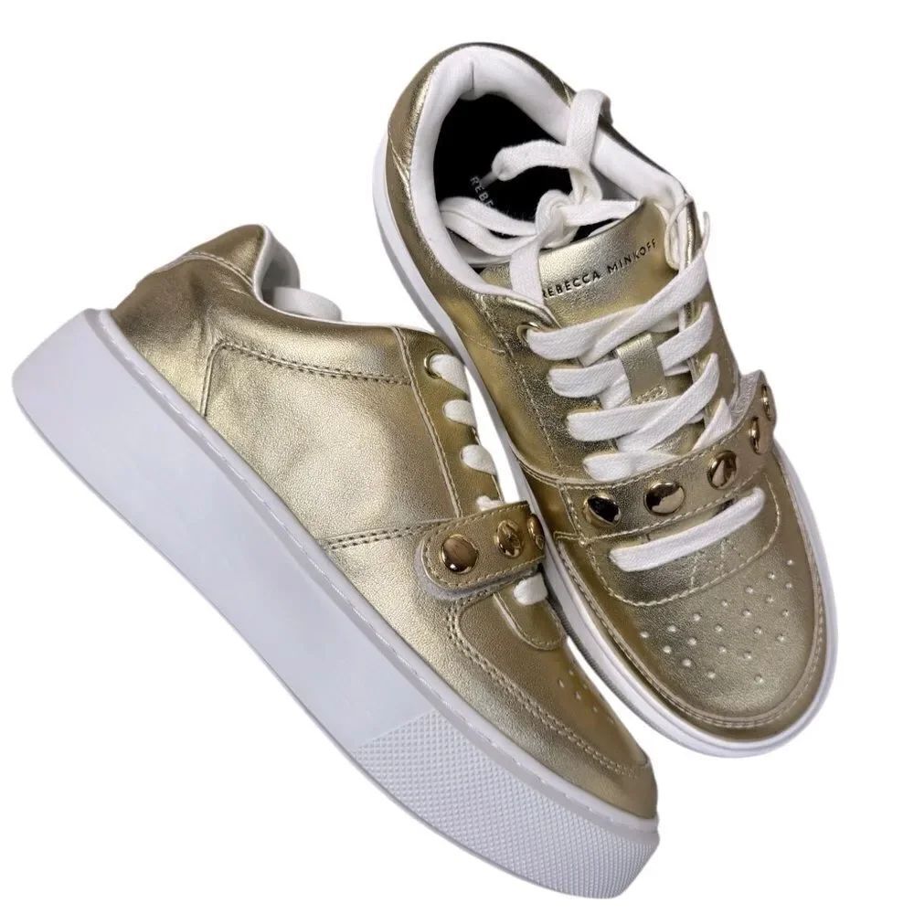 NWT Rebecca Minkoff Lizzie gold sneakers size 6